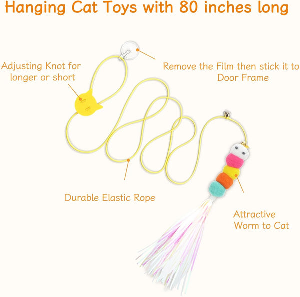 Cat Wand Toy, Interactive Kitten Feather Toys Self Play, Cat Teaser for Indoor Cats Reusable Suction Cup Toys for Indoor Cats Kittens Play Exercise4