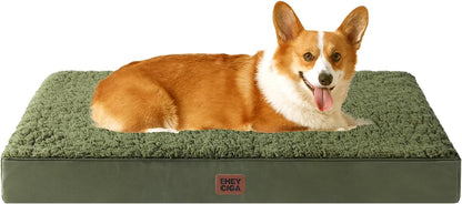 EHEYCIGA Orthopedic Dog Bed Large with Removable Washable Cover,Grey,41X27 | Egg Crate Foam Support,Durable Oxford Fabric,Non-Slip Bottom,Machine Washable,Soft Waterproof Plush Pet Bed Mat for Crate41