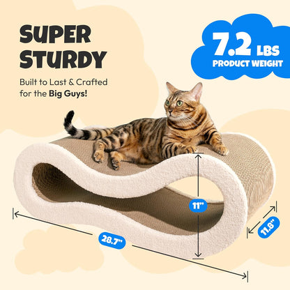 Cloud Lounge Cat Scratching Pad, Reversible Scratch Board with Natural Curves for Freestyle Scratching & Ergonomic Support, Extra Wide Cat Bed for Large Cats, Premium Cardboard & Cozy Fabric5