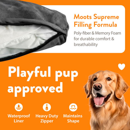 Moots Furry Pet Lounge, Pet Bed with 2 Pillows, Deluxe Sofa for Dogs, Easy to Coordinate, Stylish and Cleanable Dog Sofa, Couch - Charcoal, Large4