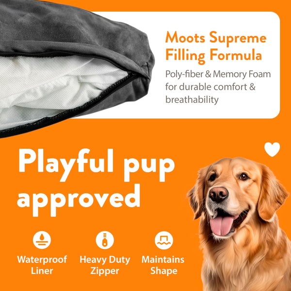 Moots Furry Pet Lounge, Pet Bed with 2 Pillows, Deluxe Sofa for Dogs, Easy to Coordinate, Stylish and Cleanable Dog Sofa, Couch - Charcoal, Large4