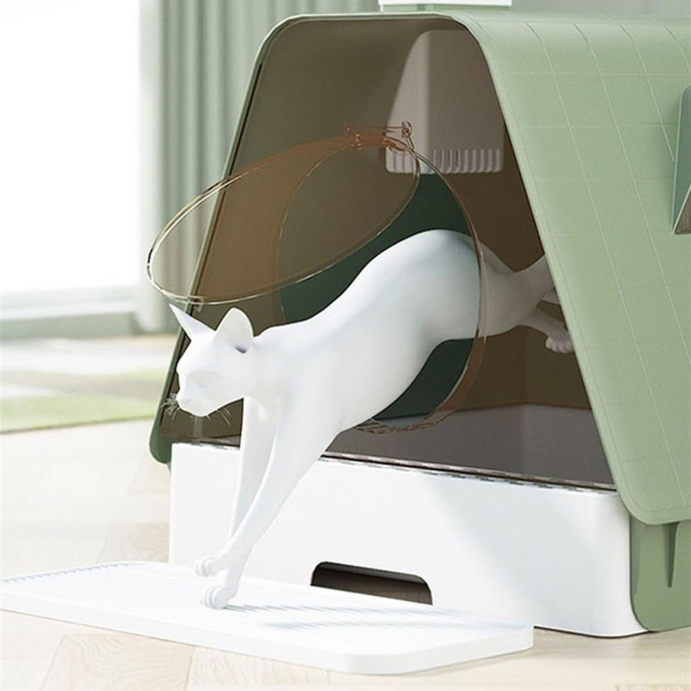 pet-supplies-enclosed-cat-litter-box-with-lid-anti-splash-drawer-scoop-pedalsgreen