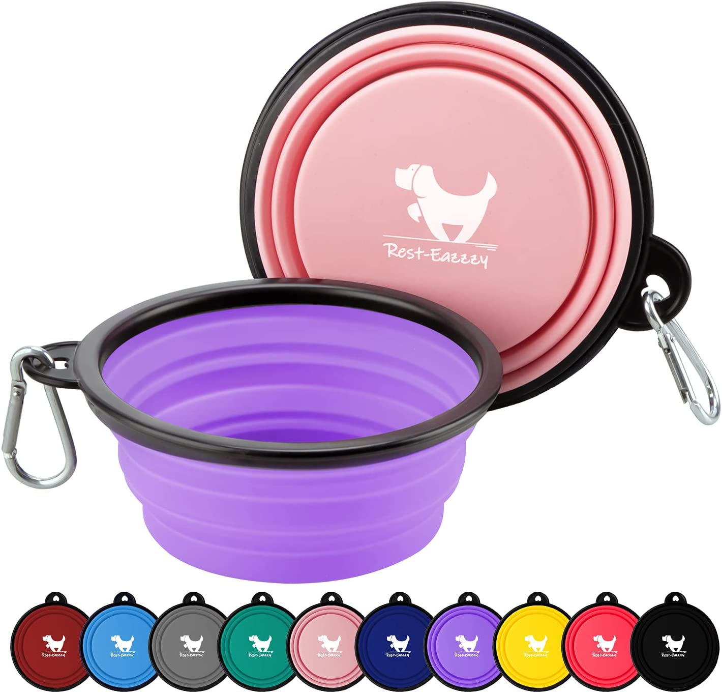 collapsible-dog-bowls-for-travel-2-pack-dog-portable-water-bowl-for-dogs-cats-pet-foldable-feeding-watering-dish-for-traveling-camping-with-carabiners-bpa-free-grey-black-small-pack-of-2