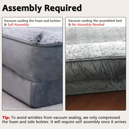 Orthopedic Dog Bed for Medium Dogs - Gel Memory Foam Pet Bed with Waterproof & Washable Cover, Contoured Bolster Design for Dogs & Cats (Grey, 30.0" L X 20.0" W X 6.3" Th)6