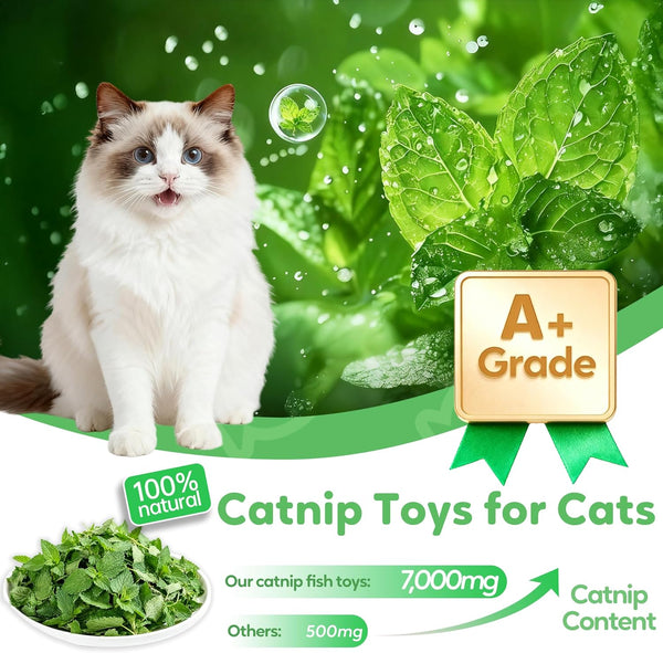Catnip Toys Saury Fish, Cat & Kitten Chew Kicker Interactive Crinkle Toys for Bored Indoor Adult Cats & Kitten, Cat Gifts Teething Toys Soft and Durable for All Breeds2