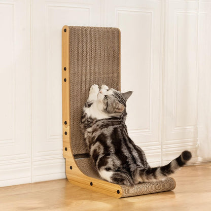 Poils Bebe L Shape Cat Scratcher, 26.8 Inch Cat Scratchers for Indoor Cats, Protecting Furniture Cat Scratch Pad, Cardboard Cat Scratching with Ball Toy, Catnip, Large6