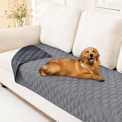 Smiry Waterproof Dog Bed Cover, Reversible Pet Blanket for Sofa Couch | Soft Washable Dog Blanket, Leakproof Couch Cover for Dogs Cats & Furniture Protection, 52X82, Grey/Dark Grey35