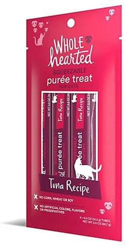 Wholehearted Cat Treats, Tuna Recipe Squeezable Purée, 4 Tubes, 0.5 Oz Each3