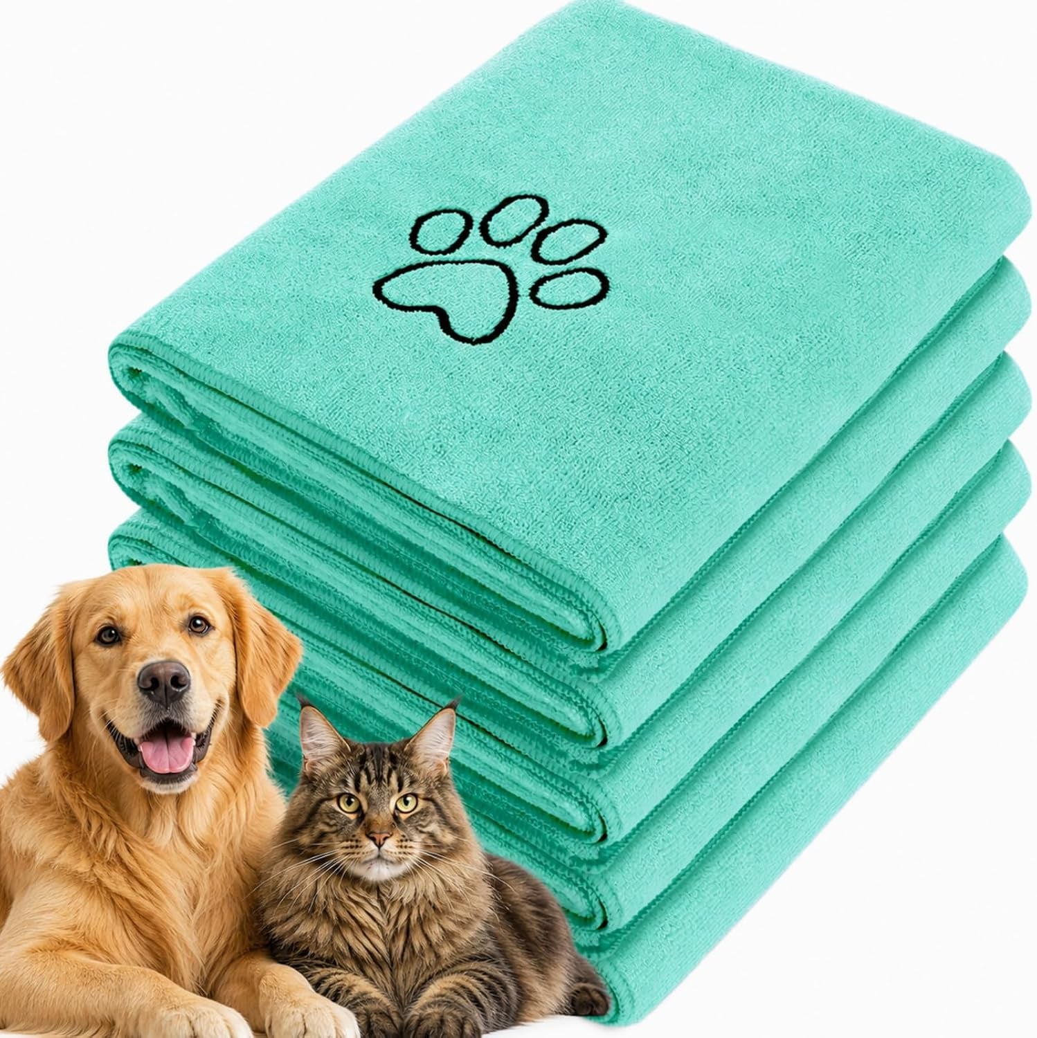 chumia-4-pack-dog-towels-for-drying-large-microfiber-grooming-tools-absorbent-soft-bath-supplies-with-embroidered-paw-for-small-medium-pet-products16-x-32-inch-black