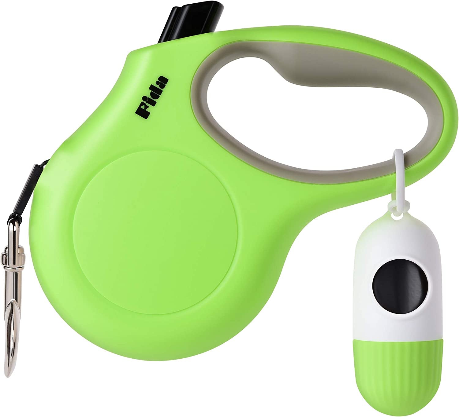 fida-retractable-dog-leash-for-small-breed-up-to-26-lbs-16-ft-pet-walking-leash-with-dispenser-and-poop-bags-anti-slip-handle-reflective-strong-nylon-tape-one-handed-brake-s-white-pink
