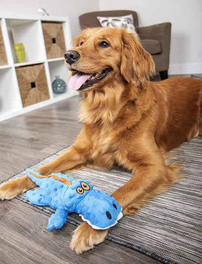 Godog Gators Squeaky Plush Dog Toy with Chew Guard Technology, Durable Fabric & Squeaker for Active Play, Blue, Large9