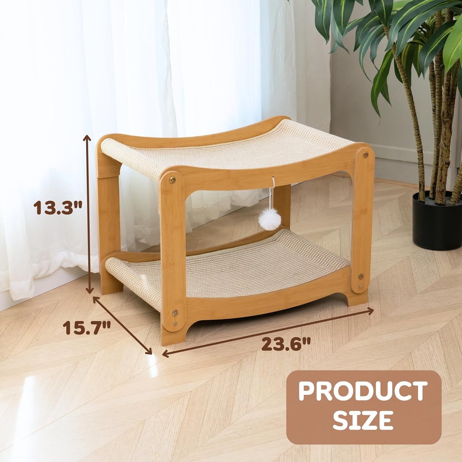 aixinpet-two-level-sisal-cat-scratcher-bed-sturdy-cat-scratching-post-with-scratch-pad-hammock-bed-comfortable-cats-bed-for-indoor-kittens-adult-cats-sturdy-wooden-frame-protect-furniture