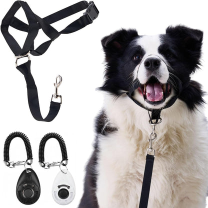 Gentle Leader for Dogs + 2X Free Training Clicker - Essential Gentle Leader | Gentle Leader with Quick-Snap Neck Strap & Nose Loop – Bonus Clickers with Wrist Strap for Leash Training (No-Pull Harness)1