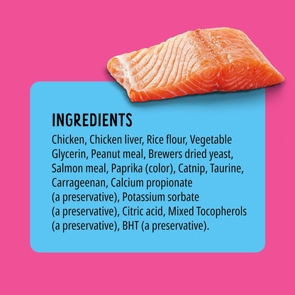 Bonkers Nibble Sticks Soft & Meaty Tender Salmon Flavor Cat Treats, 5 Sticks (Pack of 20)6