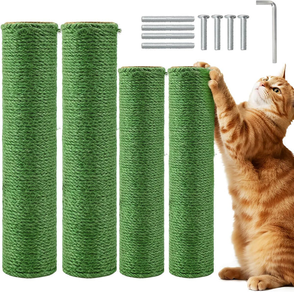 【2026 Upgraded】 2 Pack Cat Scratching Post Replacement, 13.8" X 3.93" Sisal Scratching Poles with M8 Screws, Modern Cat Tree Replacement Parts for Indoor Cat Tower Repair, White9