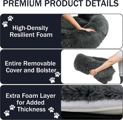 Calming Dog Bed for Couch, Thickened Plush Dog Mat with Raised Bolster, Washable Pet Sofa Bed & Furniture Protector, Non-Slip Dog Couch Cover for Small Medium Large Dogs & Cats (Dark Gray, X-Small)2