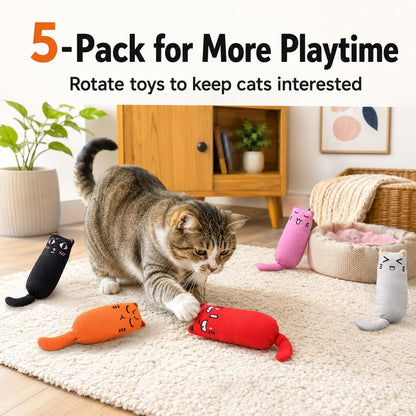Legendog 5Pcs Bite Resistant Catnip Toy for Cats,Catnip Filled Cartoon Mice Cat Teething Chew Toy5