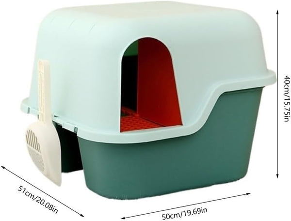 Pet Supplies, Enclosed Cat Litter Box with Lid & Scoop, Anti-Splash Hooded Tray, Easy Clean4