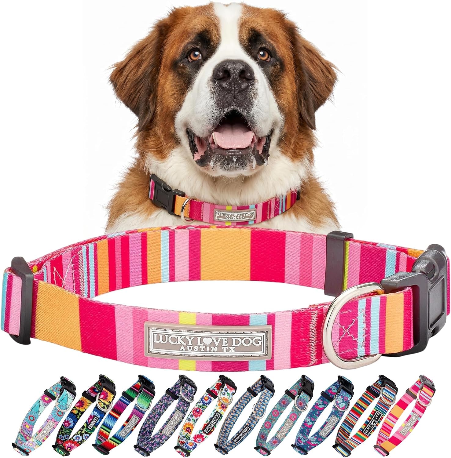 lucky-love-dog-easy-click-buckle-dog-collar-with-leash-set-combo-durable-comfortable-for-male-female-dogs-pet-collar-for-medium-dogs-secure-fit-blackbird-combo-medium