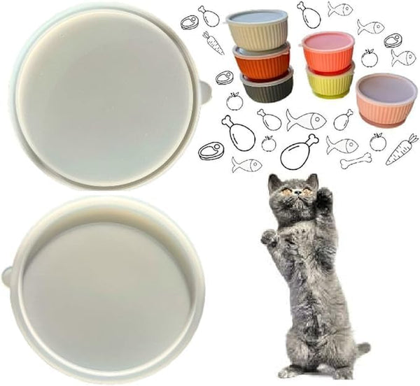 Silicone Lids for Pet Food Bowls, Can Lids for Dog Food, Cat Food, Can Lid Made from Grade Premium Silicone, Dishwasher & Microwave Safe Silicone Lid Caps for Wet Food, Universal Size (2)1