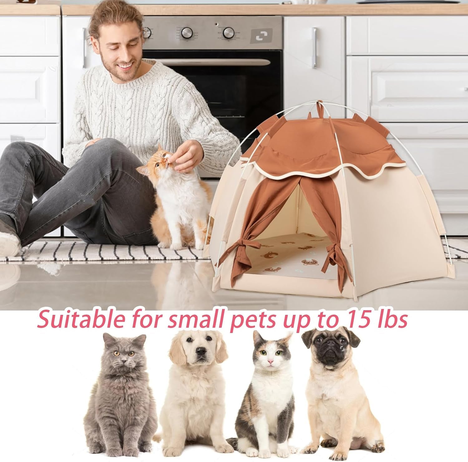 gigreinc-cat-tent-for-indoor-indoor-dog-house-kitten-tent-suitable-for-samll-dogs-pet-cute-cave-nest-dog-housesbeige-medium
