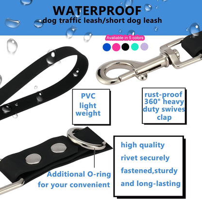 Short Dog Leash - 9 Inch Dogs Lead Grab Tab Heavy Duty Waterproof PVC Dog Training Traffic Leashes for Safety Control Behavior Correction Hiking Backup & All Breeds (Black, 9'')3