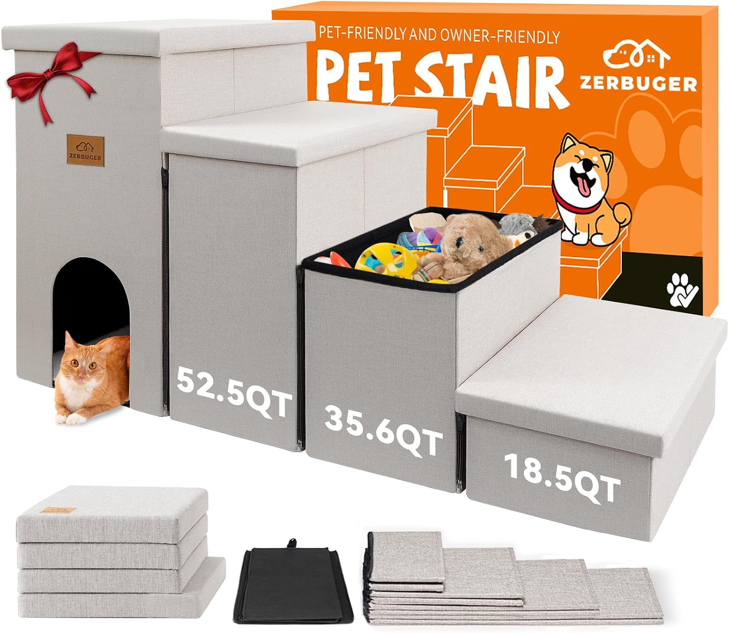 zerbuger-wider-dog-ramp-for-high-bed-with-storage-18-h-foldable-dog-stairs-for-small-medium-large-older-senior-animal-sturdy-dog-step-for-climbing-bed-or-couch-arthritis-friendly-gray-no-condo