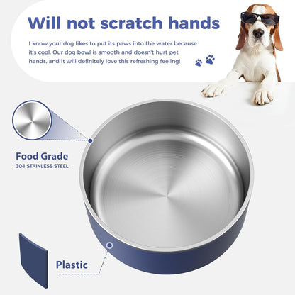 WENBOKMIN Dog Bowl, Stainless Steel Food and Water Bowl, 40Oz, Blue | Non Slip Quiet Bottom, Easy to Clean, Dishwasher Safe4