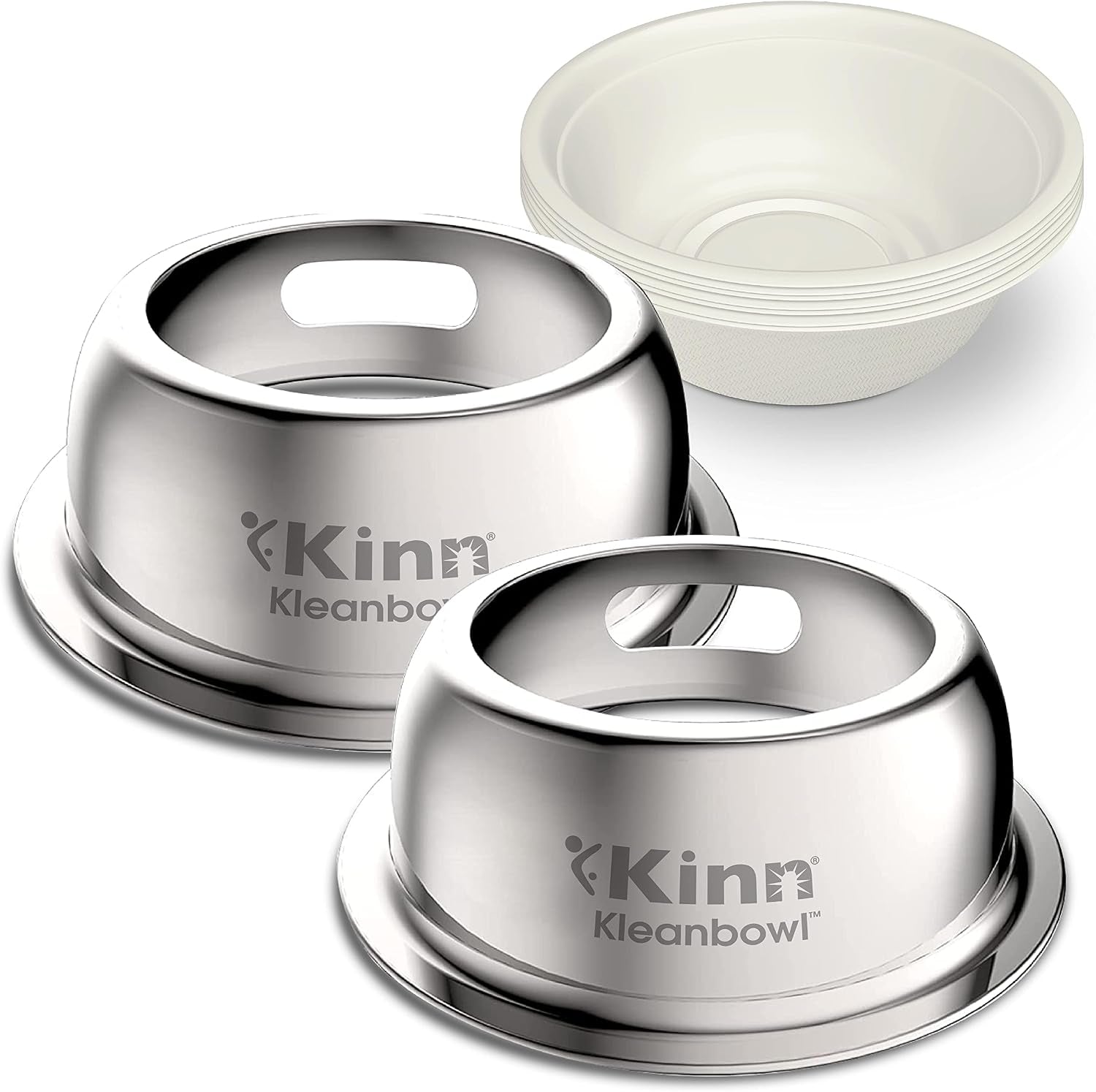 kinn-kleanbowl-pet-bowl-stainless-steel-frame-8-oz-pack-of-1-compostable-refills-spill-proof-stable-disposable-easy-cleaning-no-plastic
