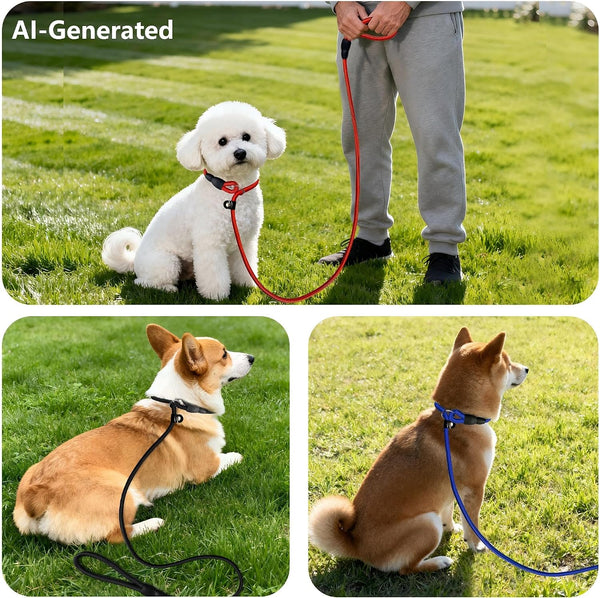 FOVRLZSE Upgraded Dog Slip Lead (3-Pack) Adjustable Nylon Lead for Dogs (Red/Black/Blue), Training Aid, Eco-Friendly Cotton Lining, Integrated Plastic Buckle,7