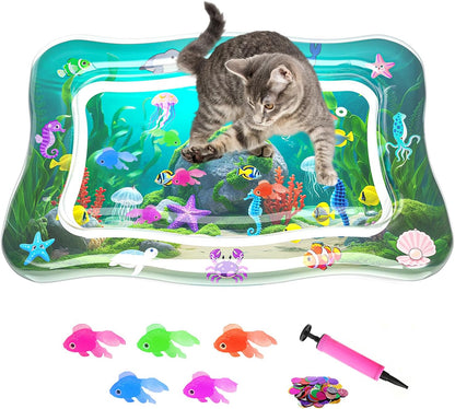 Interactive Cat Toy for Indoor Cats, Upgraded Cat Water Mat, Thickened Water Sensory Play Mat with Fish, Enrichment Stimulating Toy for Bored Adult Kitten Cats to Exercise, Hunting | Thickened Water Sensory Play Mat with Fish, Enrichment Stimulating Toy for Bored Adult Kitten Cats to Exercise, Hunting1