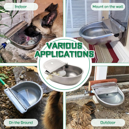 Automatic Dog Water Feeder 3L Stainless Steel Bowl for Chicken Cattle Sheep | with Float Valve Auto Fill Water Wall Mounted Livestock Waterer Rust Proof Keep Water Fresh Easy to Clean & Install for Goat7