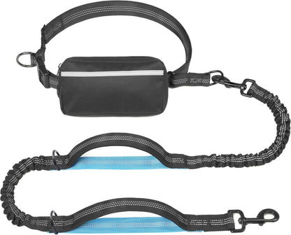 Iyoshop Hands Free Dog Leash with Zipper Pouch, Dual Padded Handles and Durable Bungee for Walking, Jogging and Running Your Dog (Large, 25-120 Lbs, Black)1