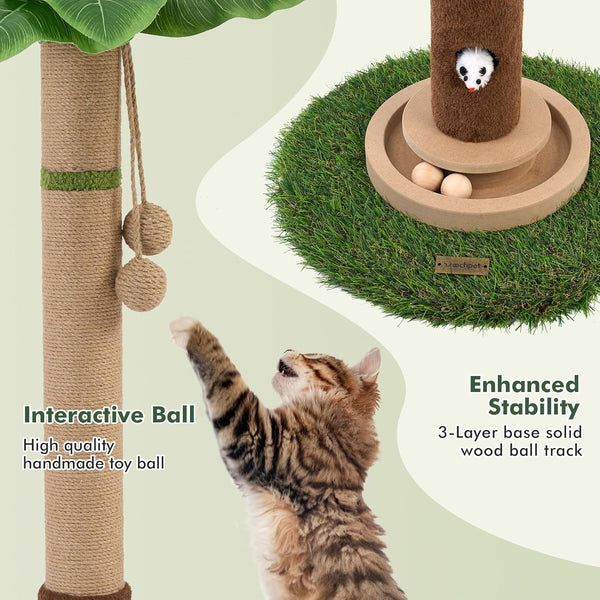 Woochpet Tall Cat Scratching Post,Cat Toys,Cat Scratcher Tree for Large Cat | Heavy Duty,Protect Sofa,Modern Boho,Cat Ball Track,Cat Tree,For Indoor Cats6