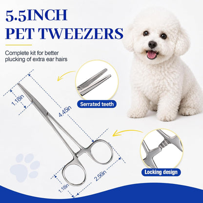 Upgraded Dog Ear Powder with 5.5 Inch Hair Removal Tool | Pet Ear Grooming Cleaner | Ear Wax Remover | Supports Fresh-Feeling Ears | Absorbs Moisture3