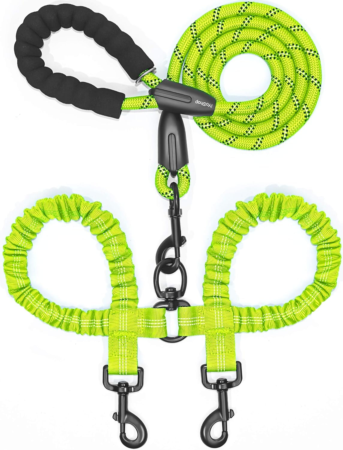 iyoshop-dual-dog-leash-360-swivel-no-tangle-walking-leash-with-shock-absorbing-bungee-for-two-dogs-large-25-150-lbs-black