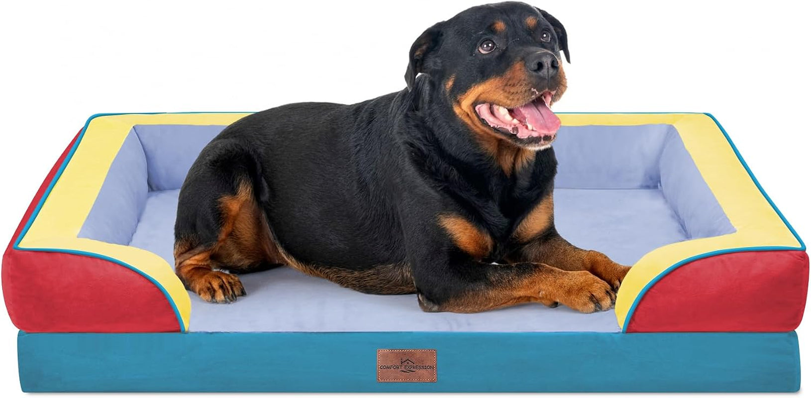 comfort-expression-orthopedic-dog-bed-for-extra-large-dogs-with-bolster-waterproof-dog-couch-bed-with-washable-cover-non-slip-bottom-supportive-egg-crate-foam-xl-pet-bed-42x30-inch