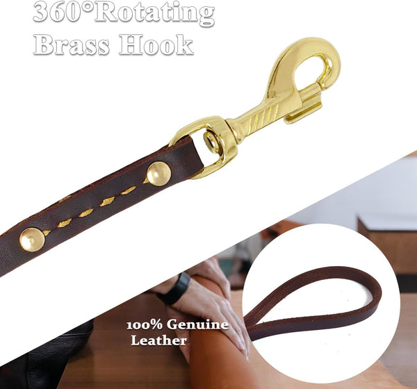 Leather Dog Leash 6 Ft X 1/2 Inch Heavy Duty Genuine Leather Dog Training Leash Soft and Strong Leather Leash for Small and Medium Dogs Brown4