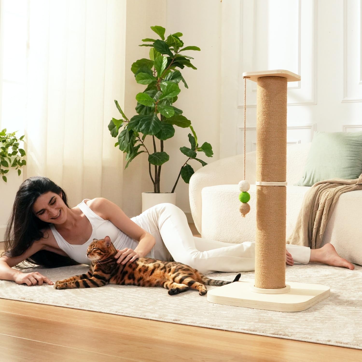 tinybeast-wooden-cat-scratching-post-sturdy-35-tall-natural-sisal-cat-scratcher-with-thick-solid-wood-base-for-adult-cats-indoor-jumbo-durable-stable-cat-scratcher-tower