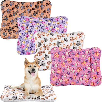 Tuanse 4 Pack Ultra Soft Dog Cat Bed Mat Small Animal Guinea Pig Bed with Cute Print Reversible Fleece Dog Crate Kennel Pad Cozy Washable Thickened Hamster Pet Beds Mat(13 X 19 Inches,Light Gray)21