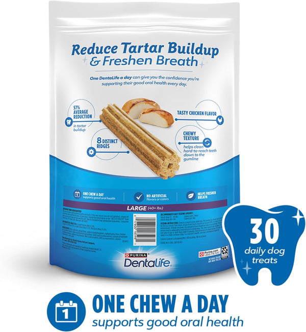 Dentalife Purina Daily Oral Care Dental Large Dog Treats, Pack of 2, 30 Ct | for Large Dogs 40+ Lbs, Chicken-Flavored Dental Chews That Freshen Breath and Fight Tartar Buildup, Made in the USA9