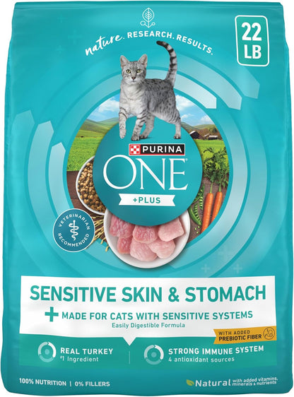 Purina ONE Sensitive Stomach, Sensitive Skin, Natural Dry Cat Food, +Plus Sensitive Skin and Stomach Formula - 16 Lb. Bag13