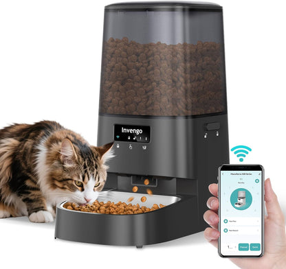 Automatic Cat Feeder with App Control, 5L Food Dispenser for Cats and Small Dogs, 2.4/5G Wi-Fi, Programmable Portions, Anti-Jam & Fresh-Lock, Stainless Steel Bowl, Easy to Clean1