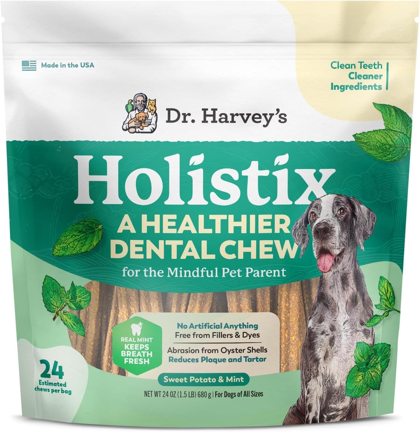 dr-harveys-holistix-dental-chews-for-dogs-for-fresh-breath-24-sticks-mint-sweet-potato-dried-kelp-oyster-shells-supports-teeth-cleaning
