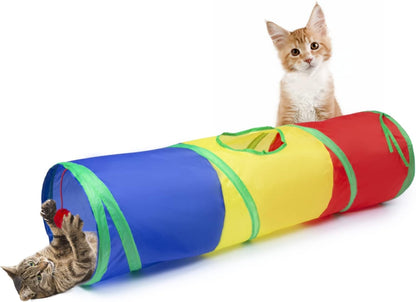Sheldamy Cat Tunnel, S-2-Way Cat Tunnels for Indoor Cats, Collapsible Cat Play Tunnel, Interactive Toy Maze Cat House with 1 Play Ball for Cats, Puppy, Kitty, Kitten, Rabbit (Blue & Black)8