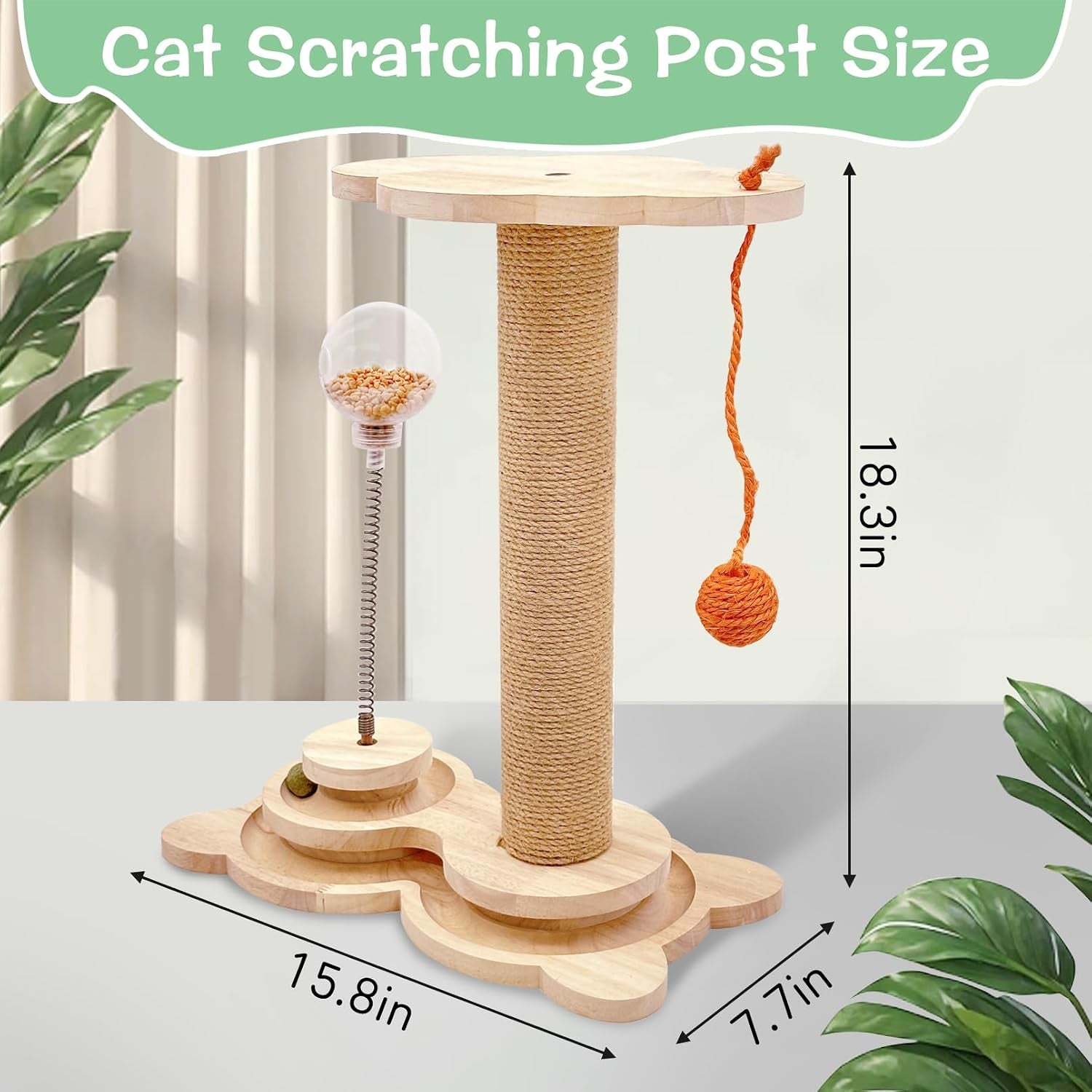 fhiny-cat-scratching-posts-interactive-cat-toys-for-indoor-cats-sisal-rope-kitten-scratcher-with-cat-treat-dispenser-2-layer-wooden-cat-turntable-interactive-balls-dangling-ball-for-cats-kittens
