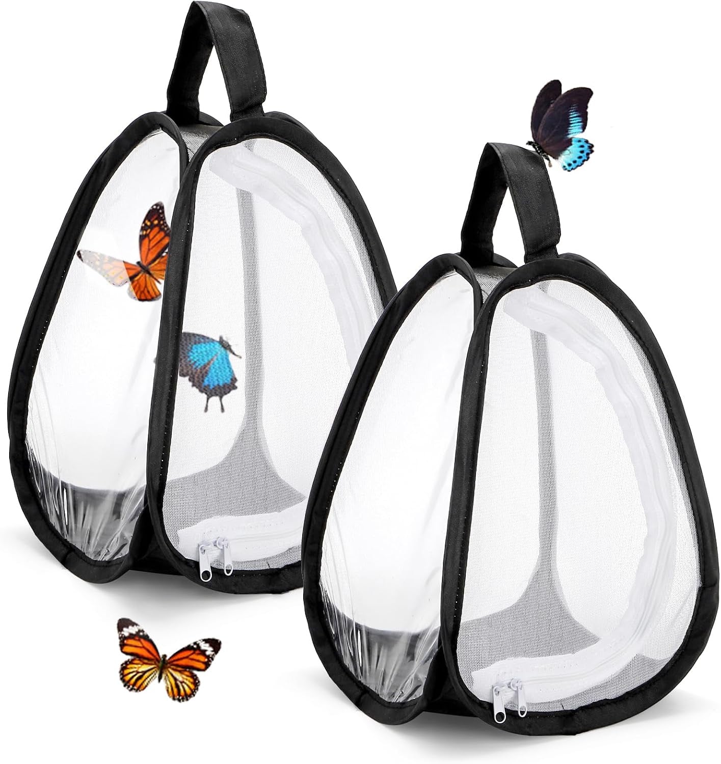 kingrol-2-pack-collapsible-insect-butterfly-habitat-cage-pop-up-mesh-butterfly-rearing-enclosure-with-clear-viewing-window-zipper-access-polyester-base-7-75-x-7-75-x-11-inch