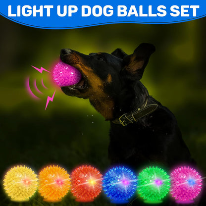 6 Pack 2.5" Light up Squeaky Dog Balls, Spiky Dog Toy Balls for Puppy Small,Medium Dogs3