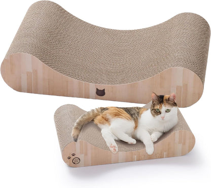 Necoichi Cardboard Cat Scratcher Bed for Indoor Cats - Cat Scratching Board, Horizontal Cat Scratch Pad Lounger with Reversible Usability and Extra Comfort for Lounge, Curved (23" Large, Dark Cherry)10