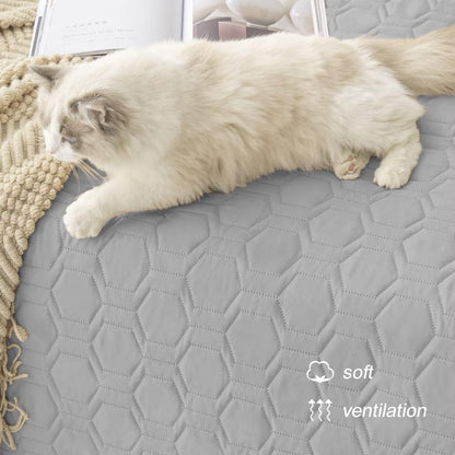 50X40 Inch Waterproof and Anti-Slip Dog Bed Cover and Pet Blanket Sofa Pet Bed Mat, Car Incontinence Mattress Protectors Furniture Couch Cover for Most Cats Dogs,Pets(Light Grey)2